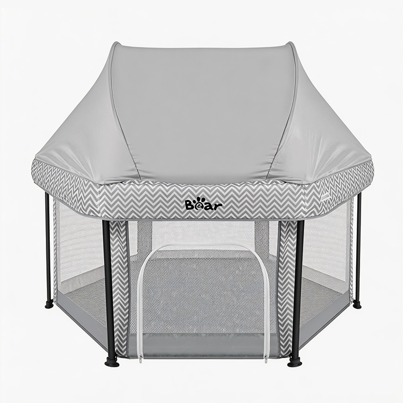 Bear Foldable Baby Playpen with UPF50+ Canopy