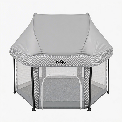Bear Foldable Baby Playpen with UPF50+ Canopy