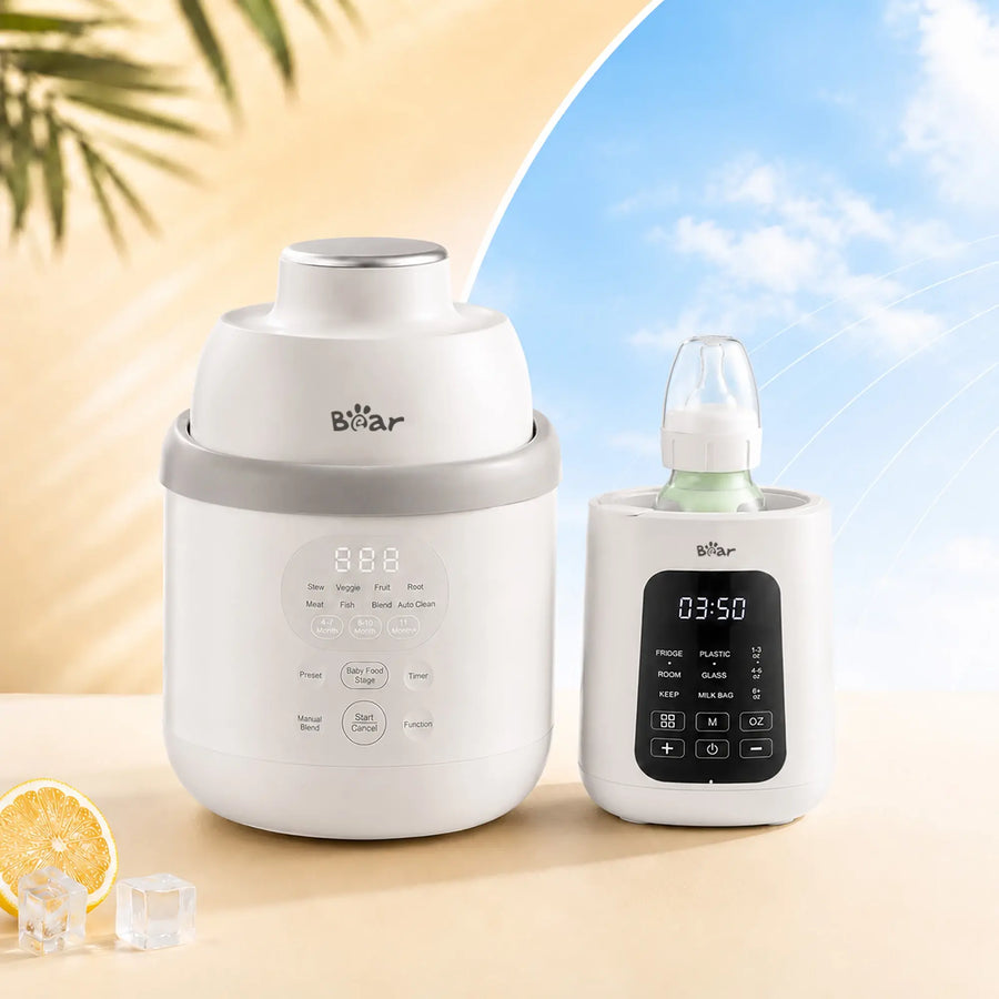 Paquete Bear NutriEase de acero inoxidable y calentador de biberones para bebés Bear