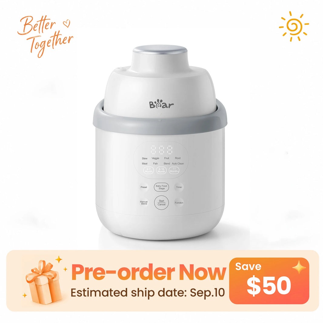 Bear NutriEase Stainless Steel Baby Food Maker shown.