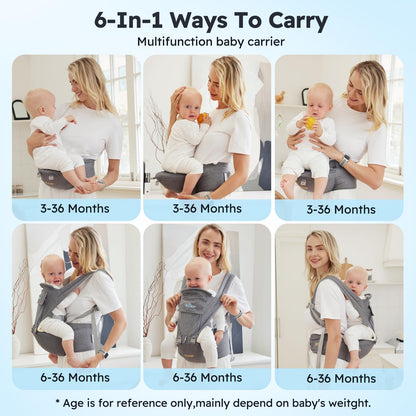 Bear 6-in-1 Ergonomic Baby Carrier with Hip Seat