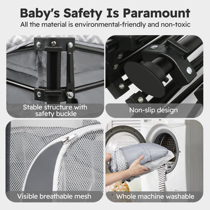 Bear Foldable Baby Playpen with UPF50+ Canopy