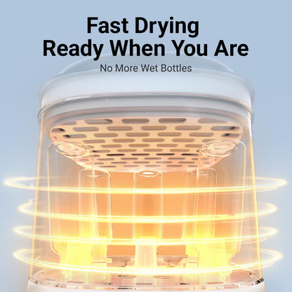 Internal view of Bear 2-Tier Steam Sterilizer and Dryer with glowing thermal rings illustrating fast drying technology.