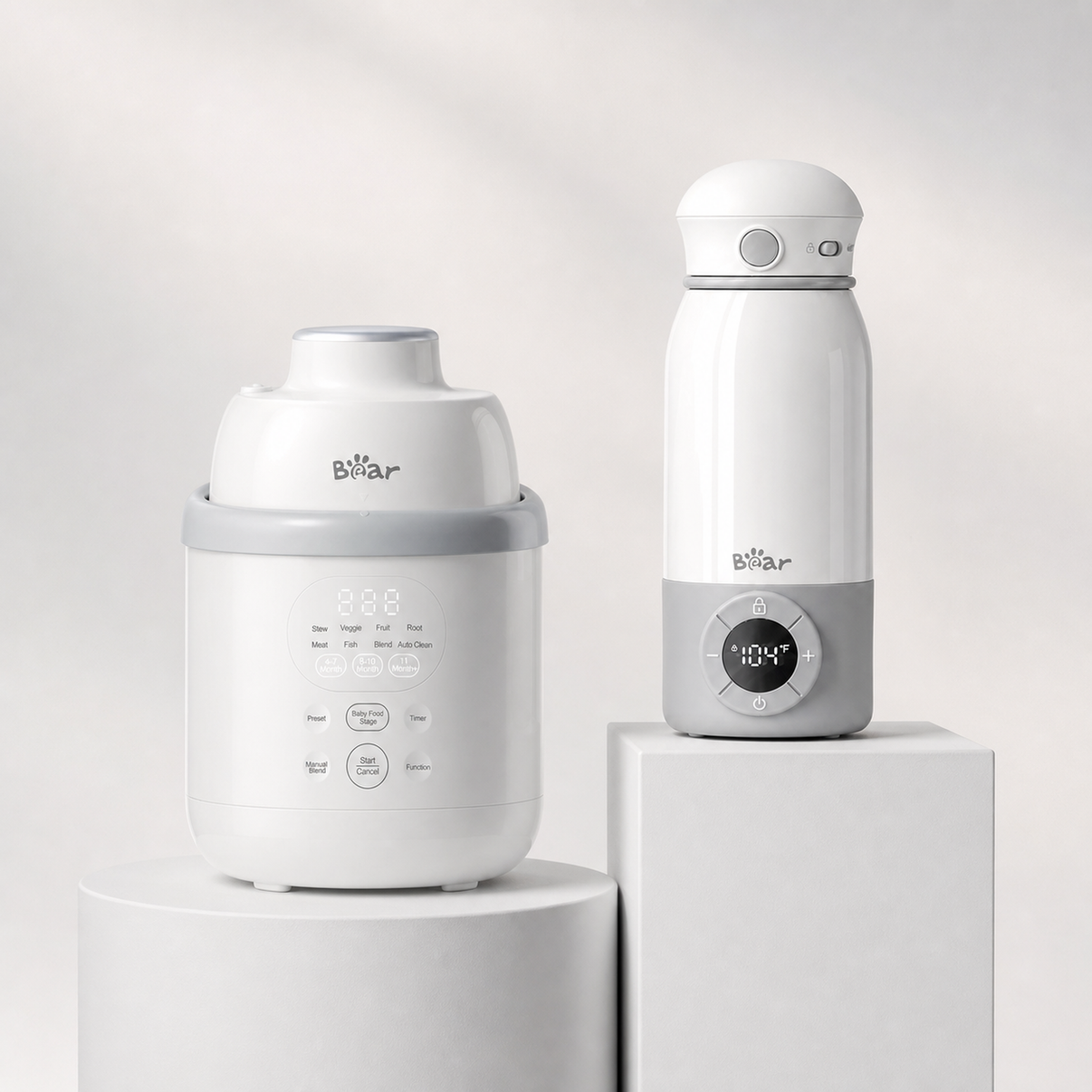 Bear NutriEase Stainless Steel All Stage Baby Food Maker and Bear Portable Bottle Warmer for Travel.