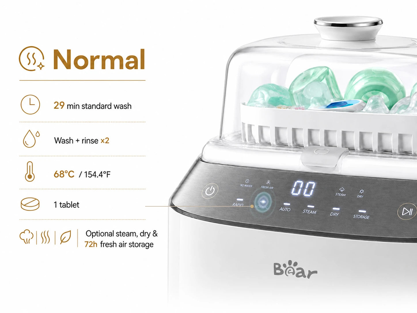 Normal bottle washing mode