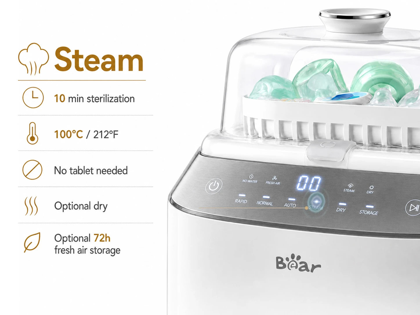 Steam sterilization mode