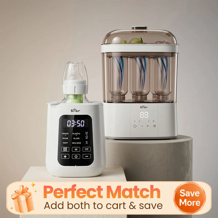 Bear 2 Layers Bottle Sterilizer and Dryer for All Bottles & Accessories with Bear Baby Bottle Warmer.