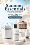 Bearforbaby Summer Essentials mobile collection promotion featuring five baby feeding and care essentials, with up to 35% off.